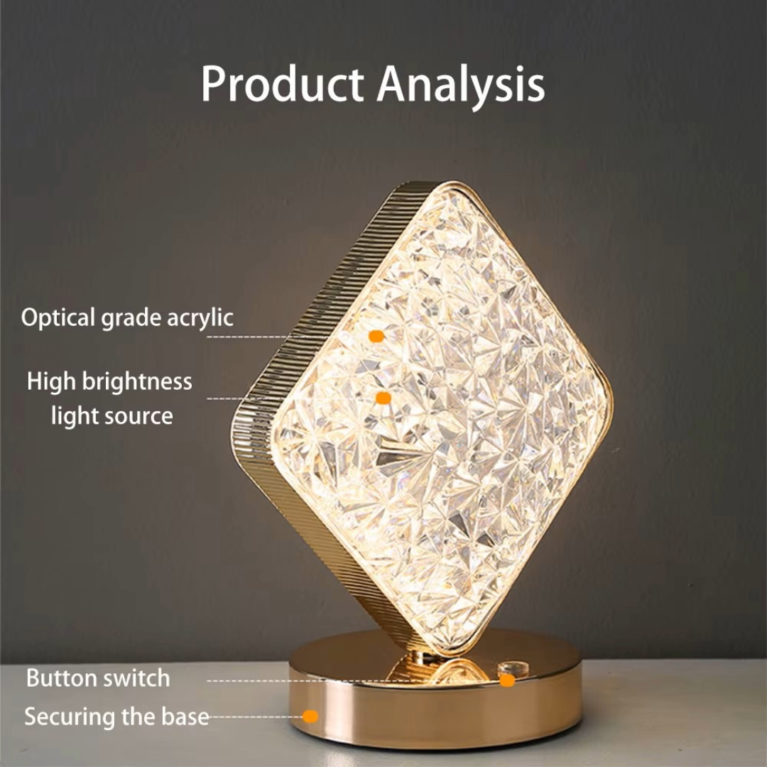 LED Night Light Lamp Square Acrylic Crystal Table Lamp