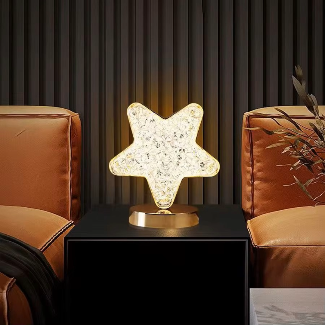 LED Night Light Lamp Star Acrylic Crystal Table Lamp