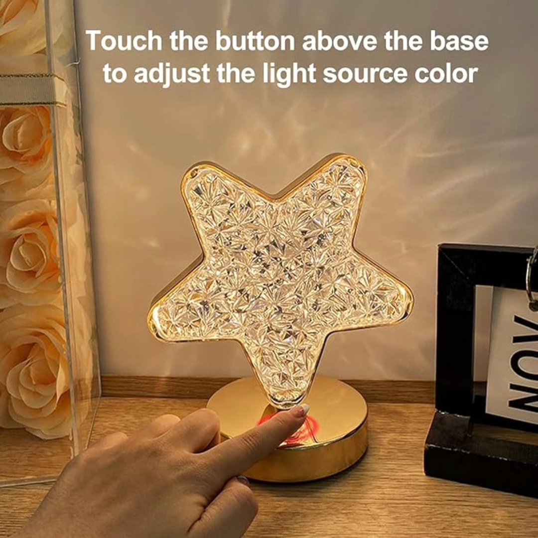 LED Night Light Lamp Star Acrylic Crystal Table Lamp