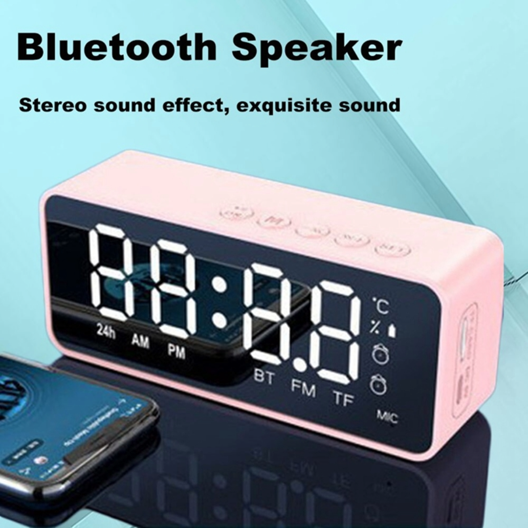 Digital Smart Alarm Clock With Bluetooth Speaker (Pink)