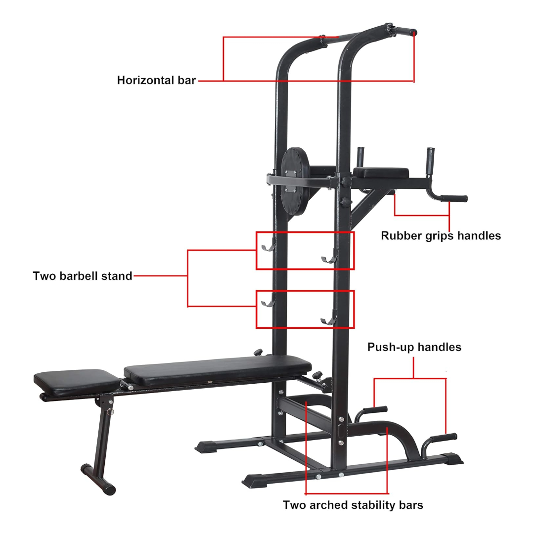 Weight Bench Chin Up Pull Up Station Power Tower