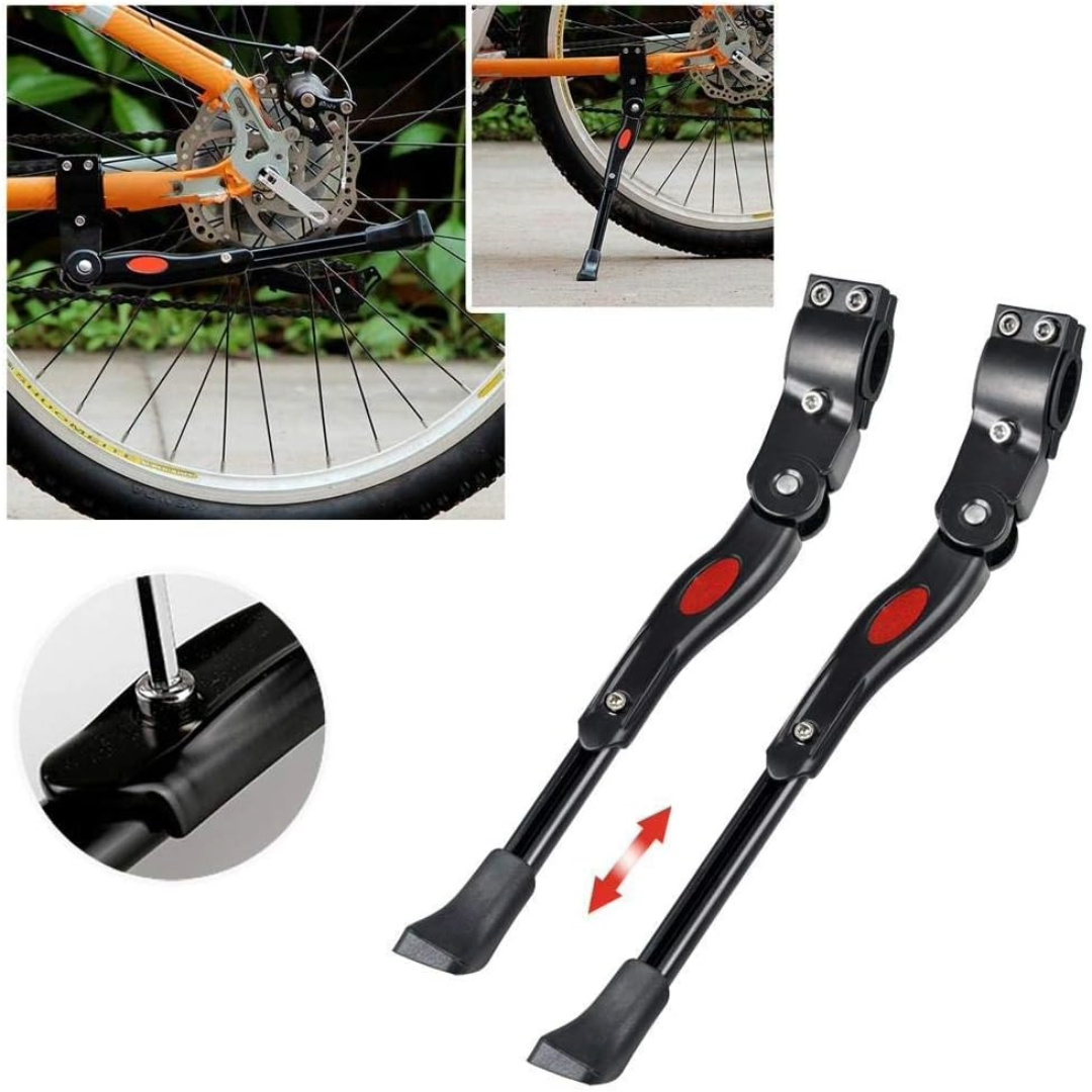 Adjustable Bicycle Side Kickstand Parking Rack Mountain Support (Black)