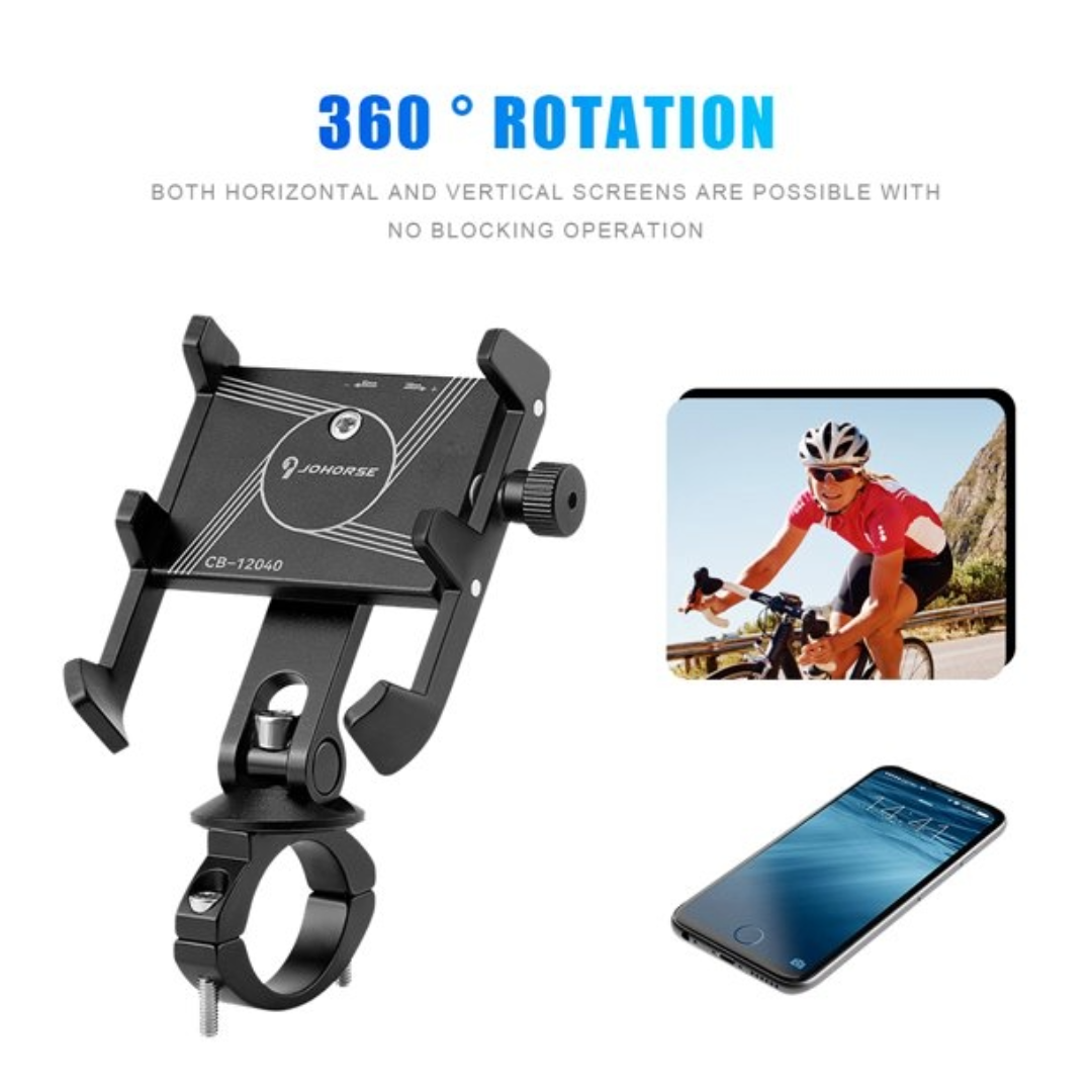 Bike Mobile Phone Holder Anti Sleep Rotating Mobile Phone Clamp (Black)