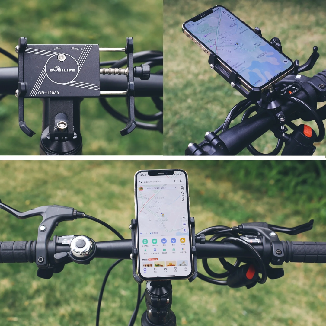 Bike Mobile Phone Holder Anti Sleep Rotating Mobile Phone Clamp (Black)