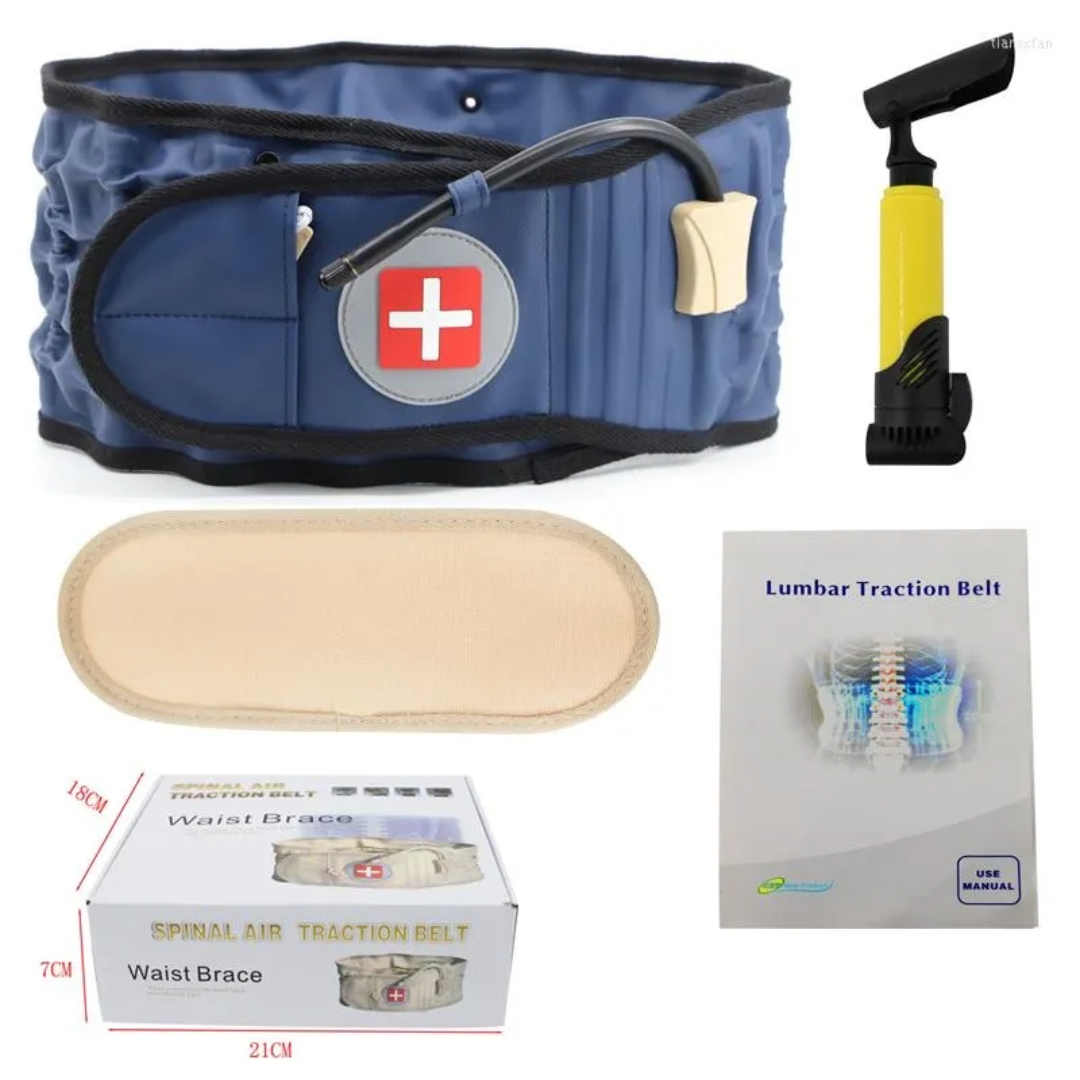 Lumbar Inflatable Traction Belt for Lumbar Muscle Strain, Lumbar Disc Herniation (Blue)