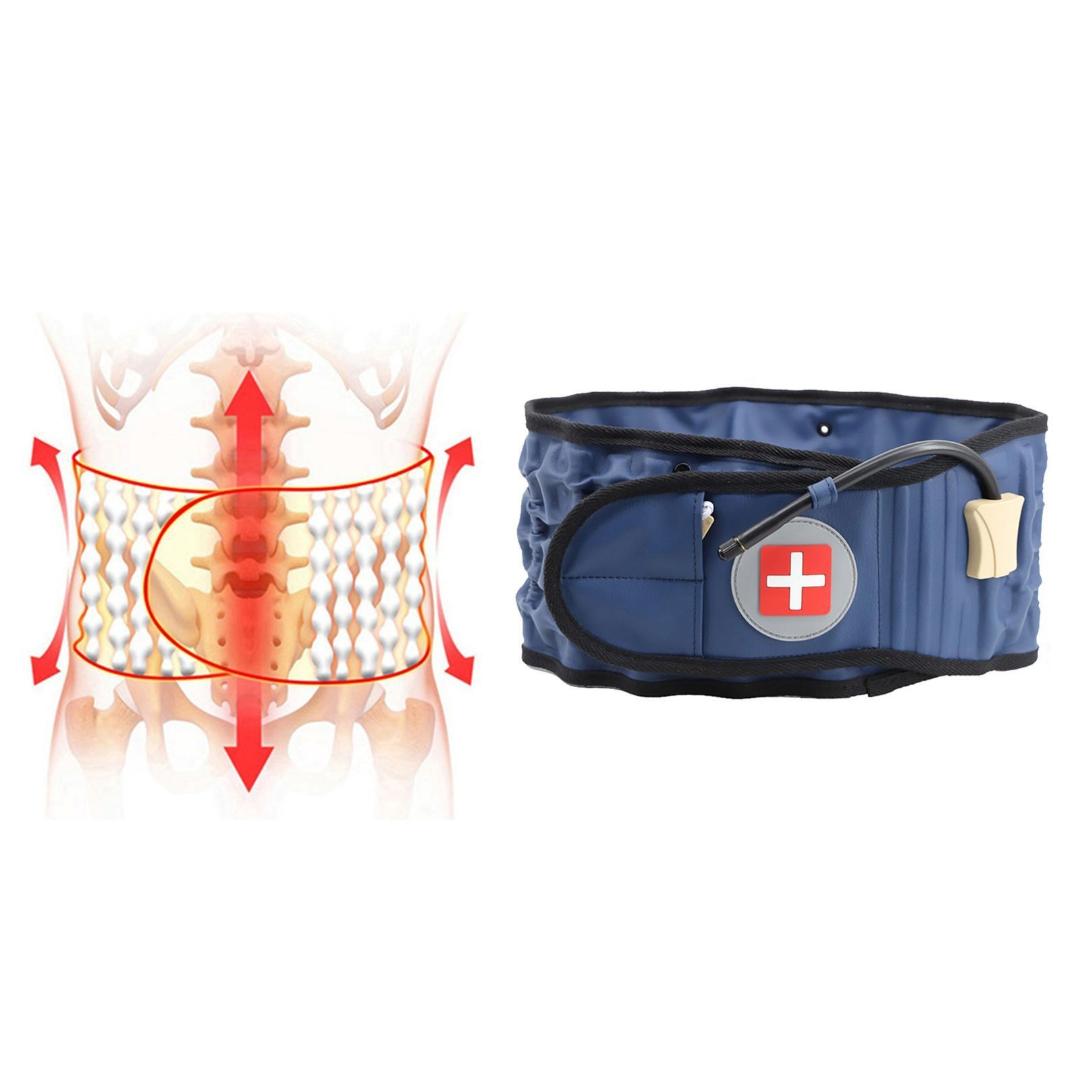Lumbar Inflatable Traction Belt for Lumbar Muscle Strain, Lumbar Disc Herniation (Blue)