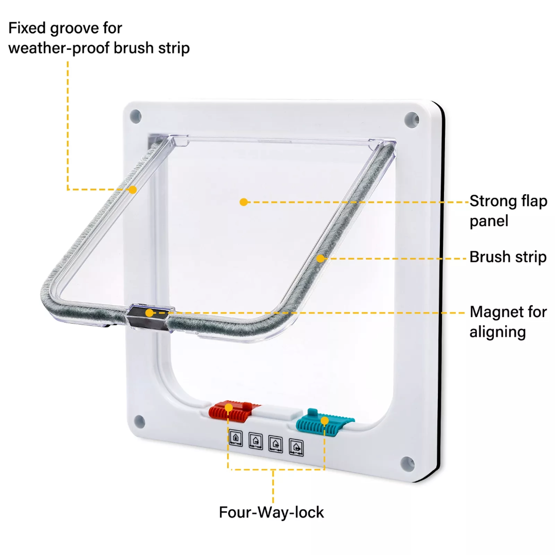 4-Way Safe Lockable Pet Screen Door Waterproof Pet Door