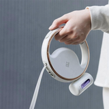 Retractable Dog Leash 3m Heavy Duty with LED Light & Waste Bag Holder USB-C Rechargeable White