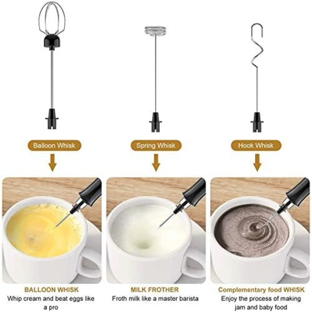 Electric Milk Frother Rechargeable Whisk Mixer Stirrer (Black)