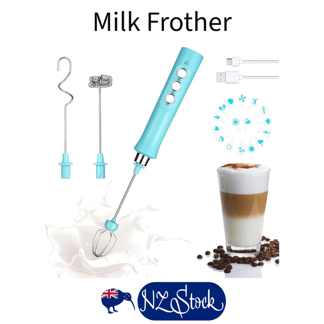 Cordless Electric Milk Frother (Blue)