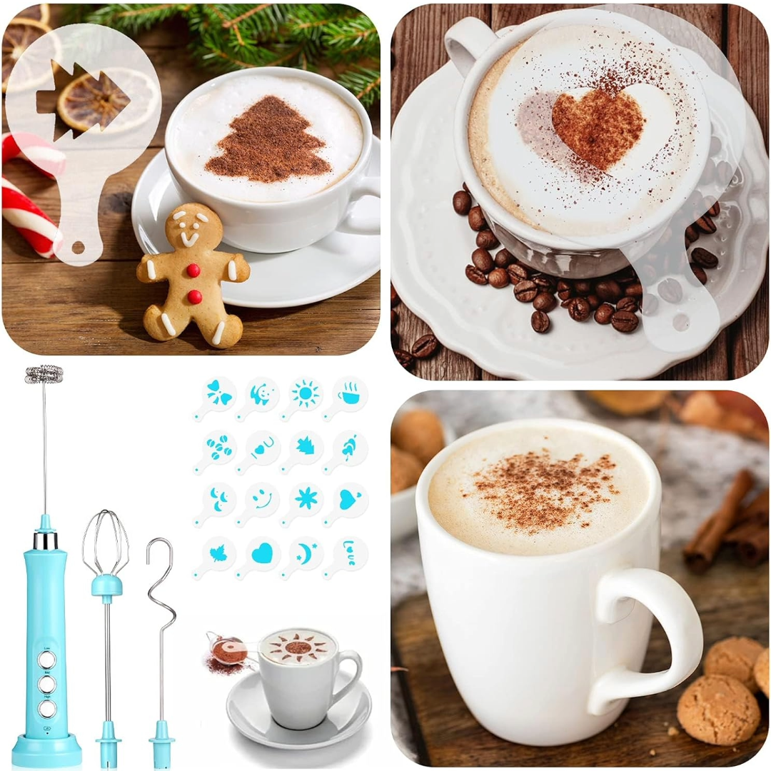 Cordless Electric Milk Frother (Blue)