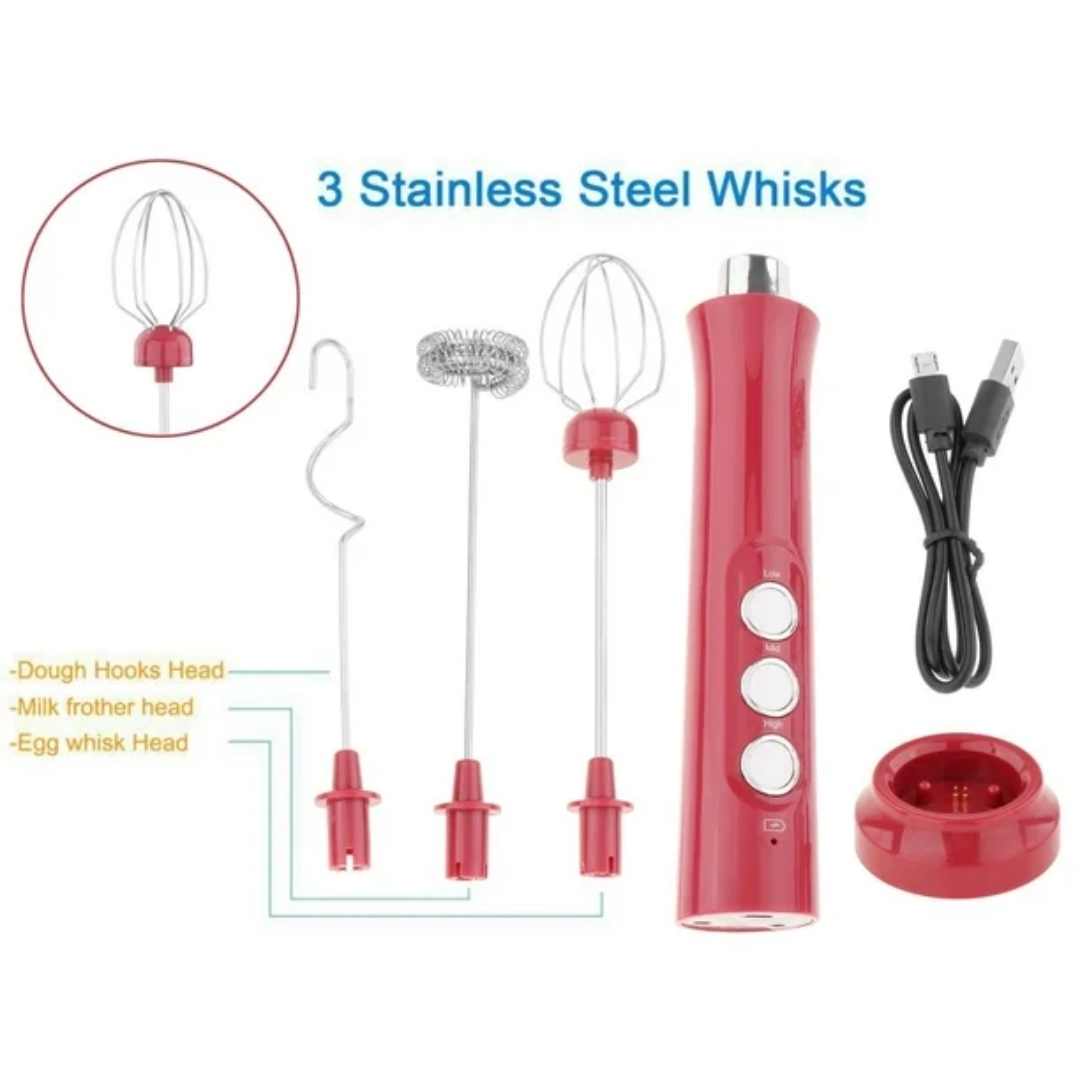 Electric Milk Frother Rechargeable Whisk Mixer Stirrer