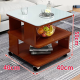 Coffee Table With Wheels and Glass Top