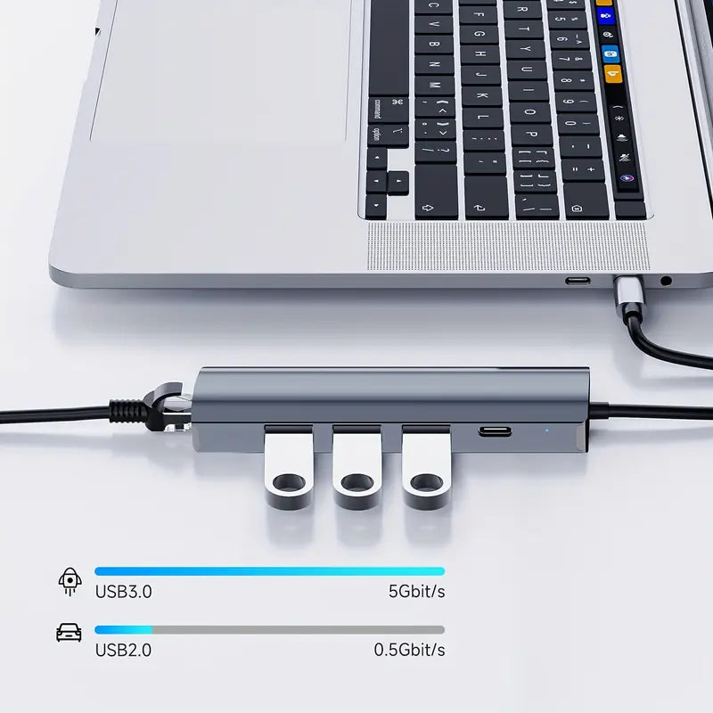 5-in-1 USB Multi-Port Type C Hub USB-C Docking Station with Ethernet