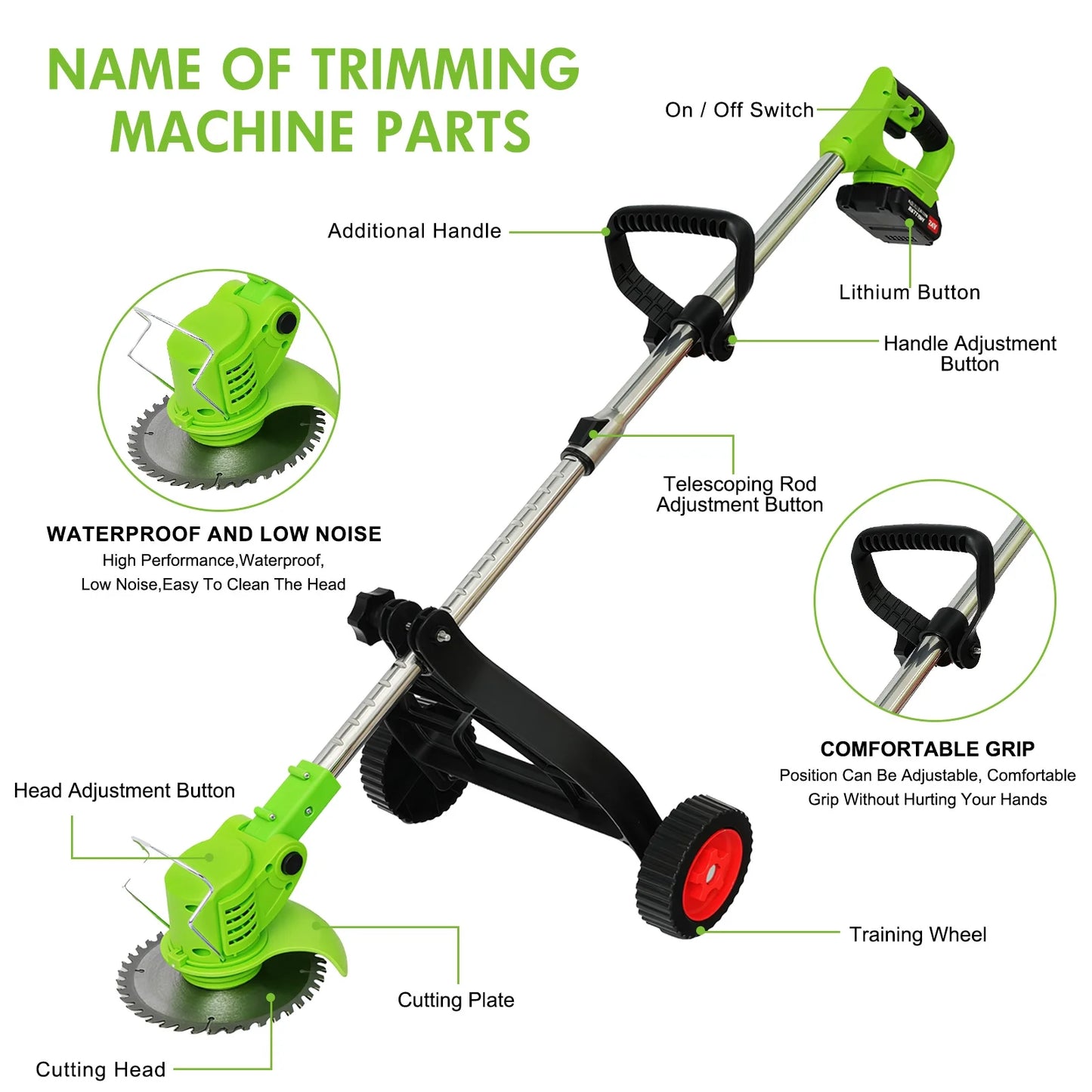Cordless Electric Grass String Trimmer Lawn Cutter Brush Mower Whipper Snipper