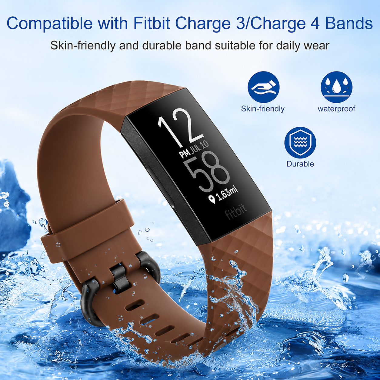 Fitbit Charge 3 / 4 Strap Fitbit Belt Large Brown