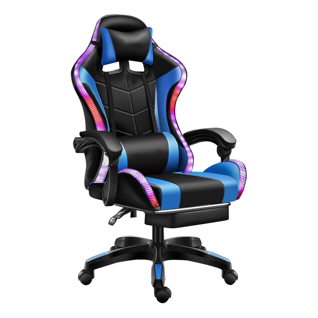 Gaming Chair with Bluetooth Speaker and RGB Light (Blue and Black)