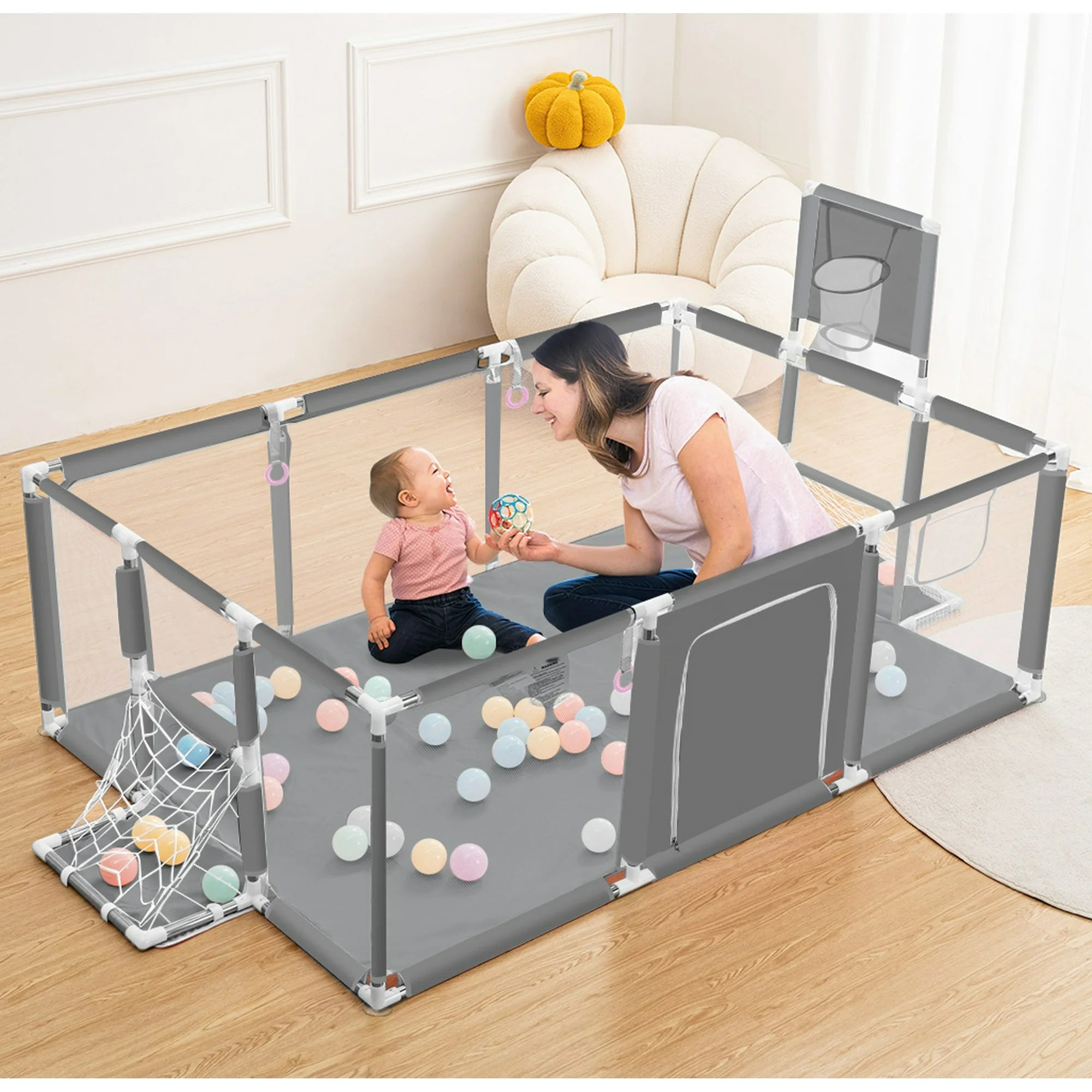 Playpen Safety Gate Pen Fence Playground Indoor Play Activity Centre Game Room Enclosure Barrier Yard Mesh Walls 120x230cm