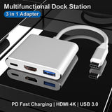 Type C To USB 3.0 HDMI Female 4K Hub Adapter (Gold)