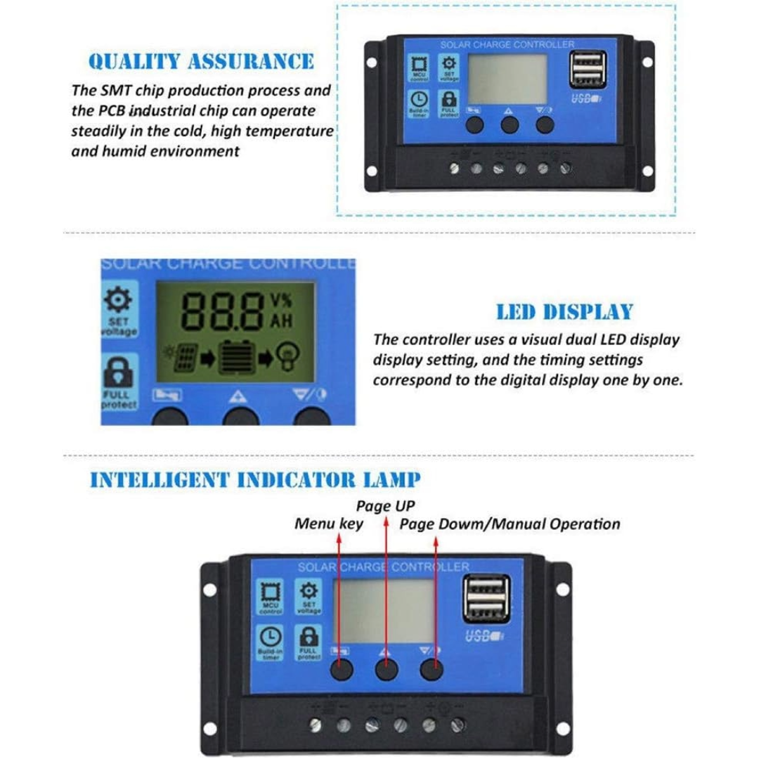 100A Solar Panel Regulator Charge Controller & Timer