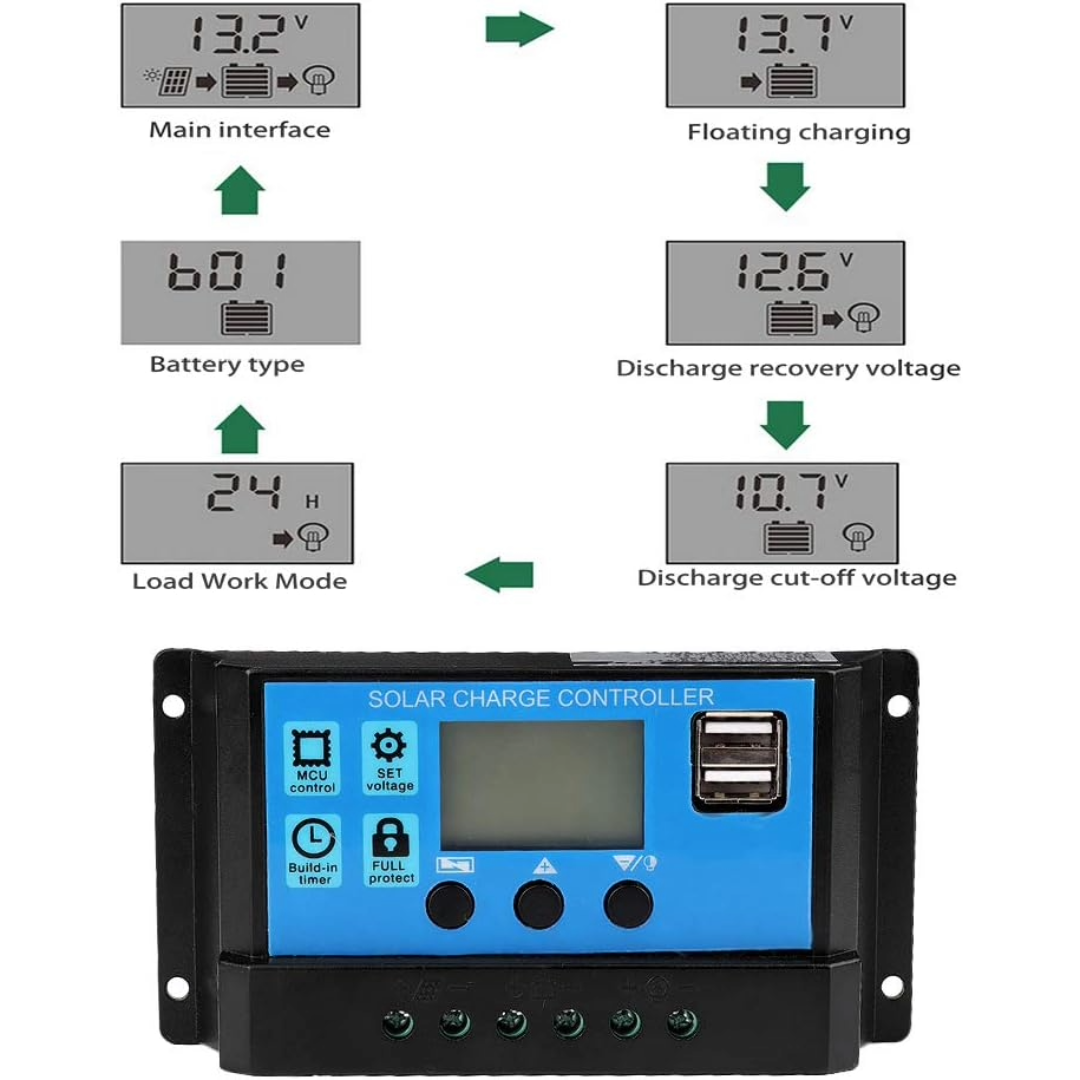 30A Solar Panel Regulator Charge Controller & Timer