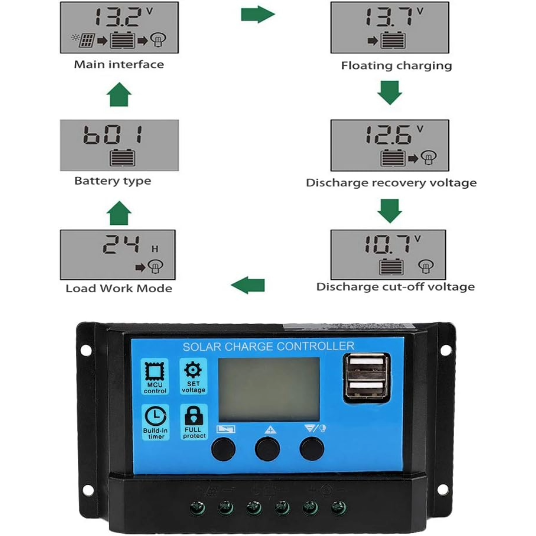 100A Solar Panel Regulator Charge Controller & Timer