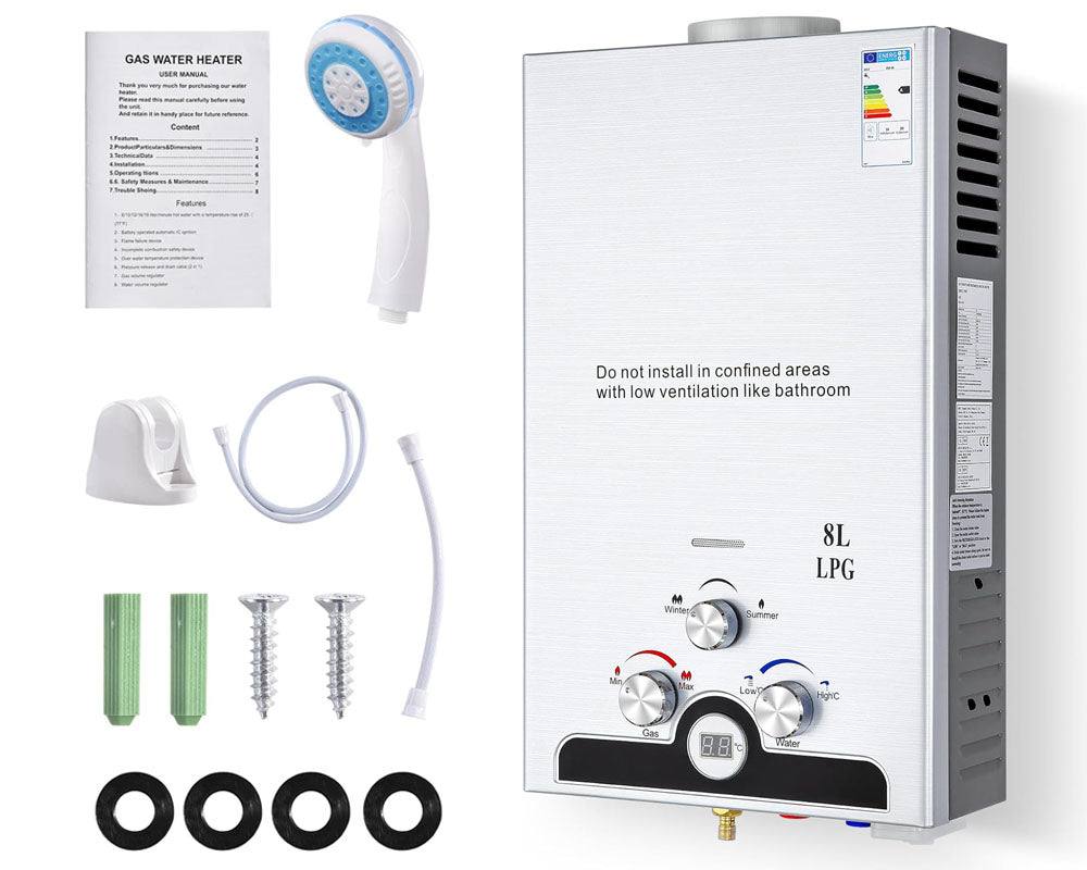 Gas Water Heating System 8L Outdoor Camping Instant Hot Water System