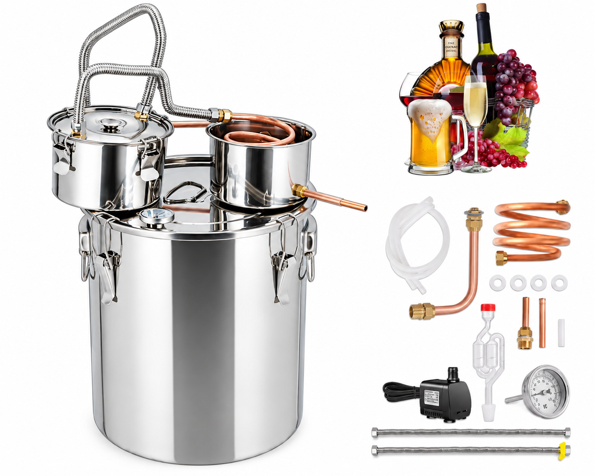 Alcohol Distiller 50L - Dual Condenser Alcohol & Water Distiller Kit