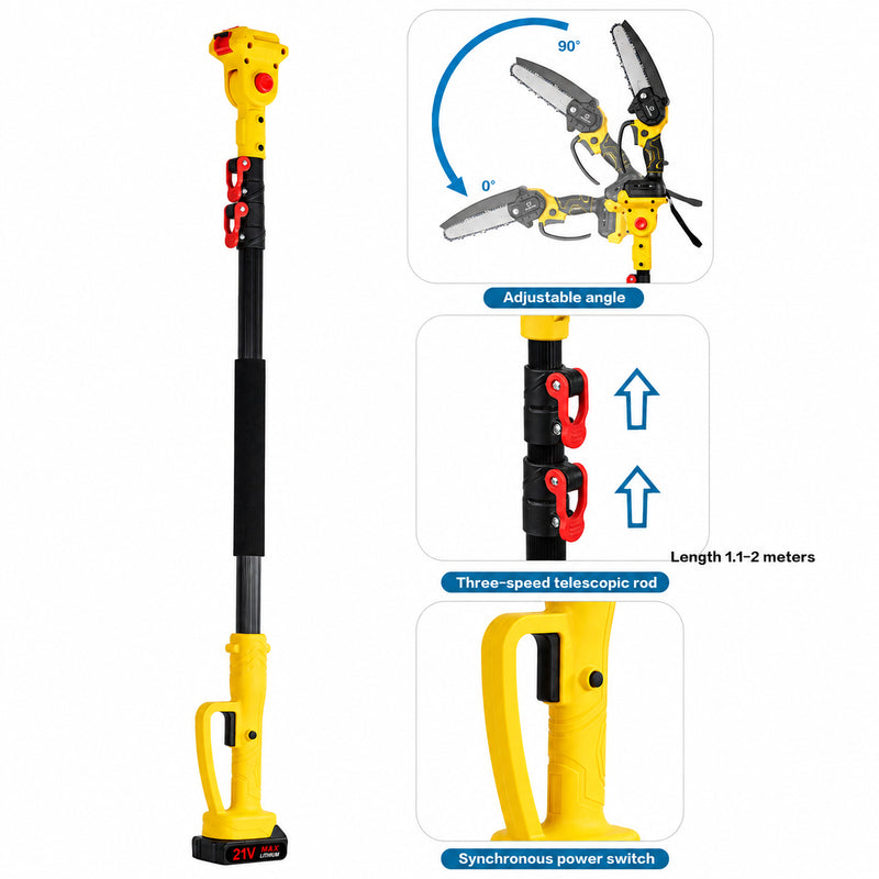 Mini Chain saw Cordless Power Chain Saws 6" with Extension Pole & Battery System