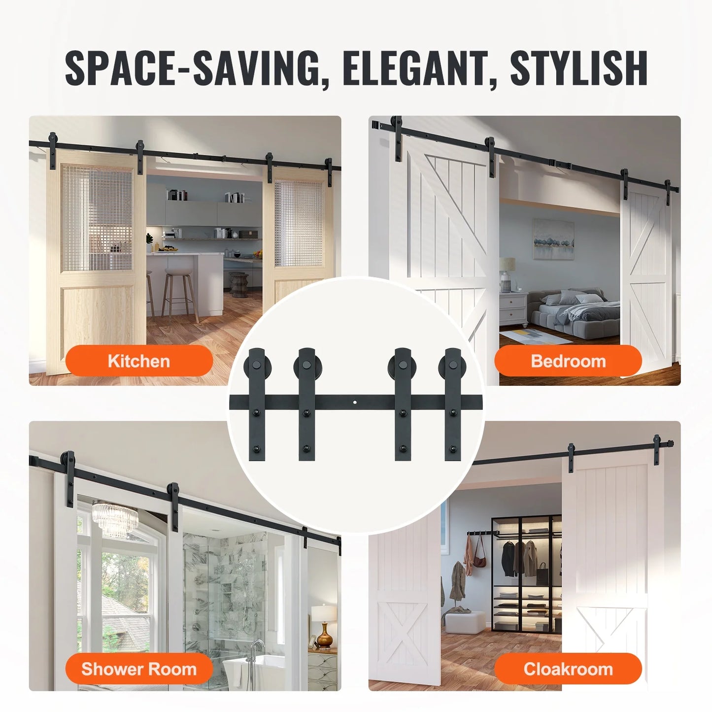 Barn Door Sliding Double Door Hardware Kit 3m