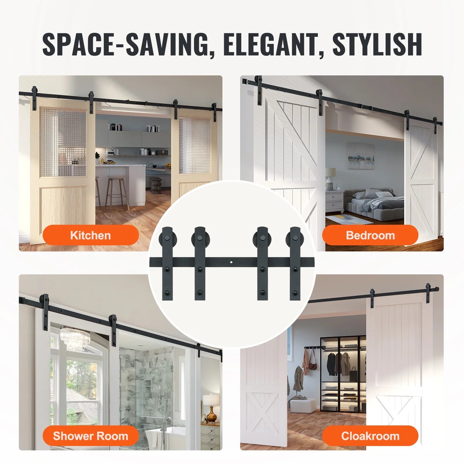 Barn Door Sliding Double Door Hardware Kit 3m