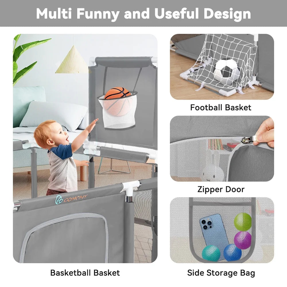 Playpen Safety Gate Pen Fence Playground Indoor Play Activity Centre Game Room Enclosure Barrier Yard Mesh Walls 120x230cm