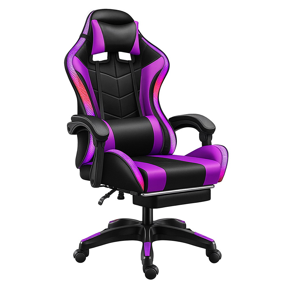 Gaming Chair with Speaker and RGB LED Purple