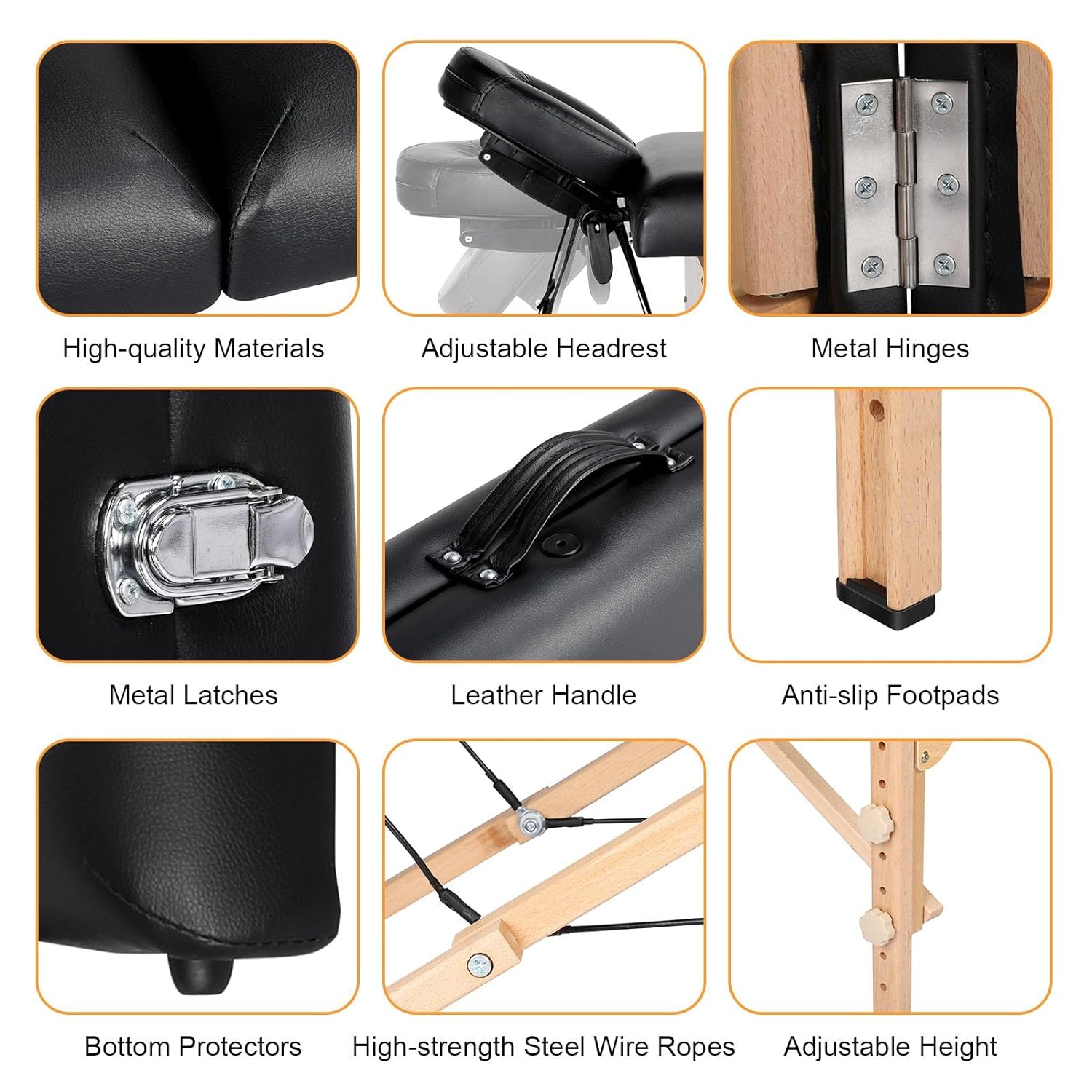 Portable Fold Massage Table Bed (Wood Structure)