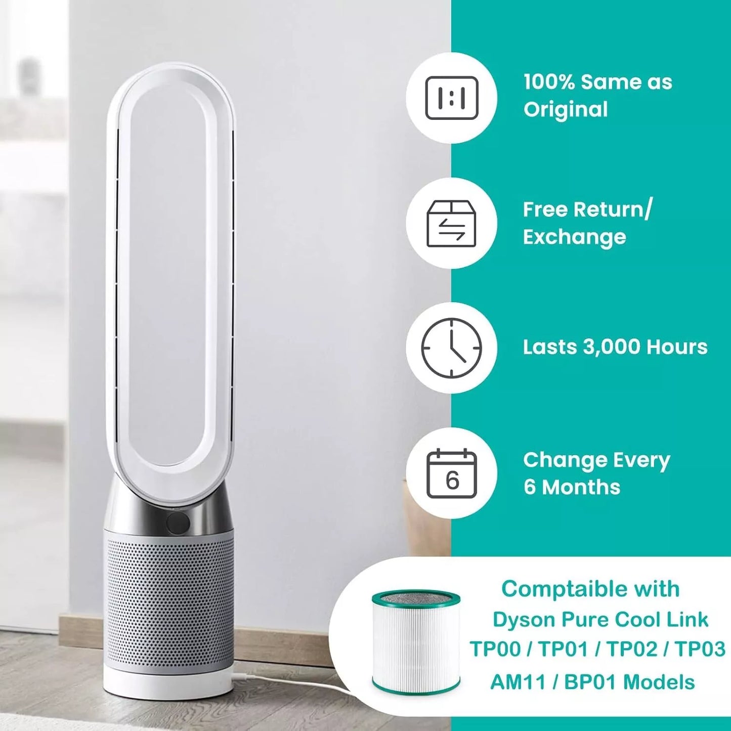 Replacement Filter for Dyson Pure Cool Purifying Fans