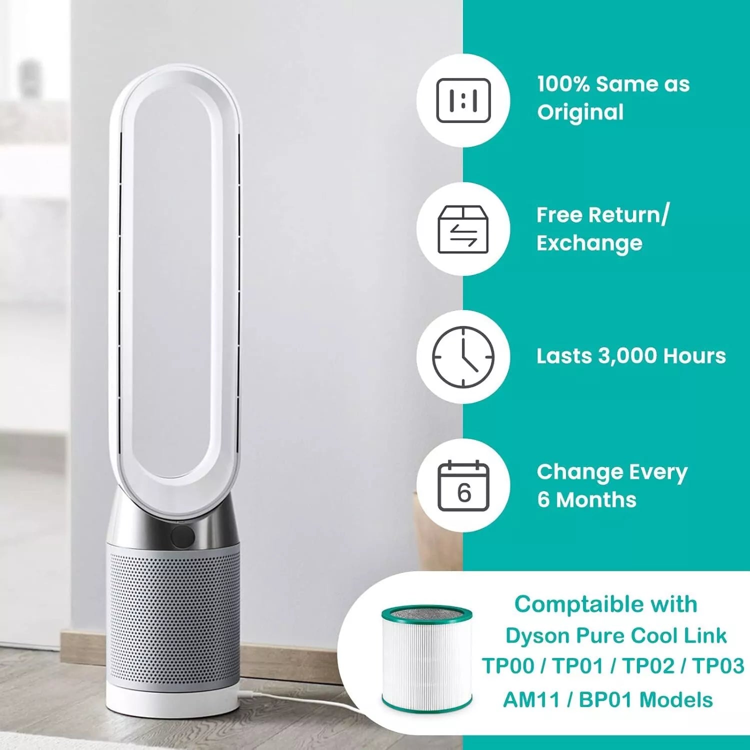 Replacement Filter for Dyson Pure Cool Purifying Fans