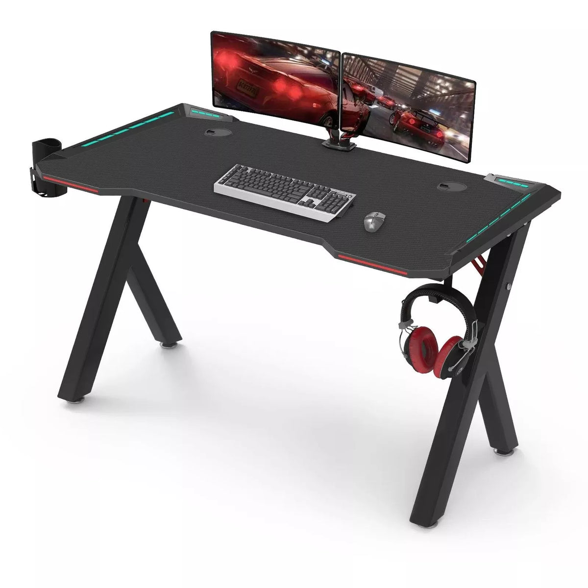 120cm RGB Gaming Desk with Wireless Charger Computer Tables