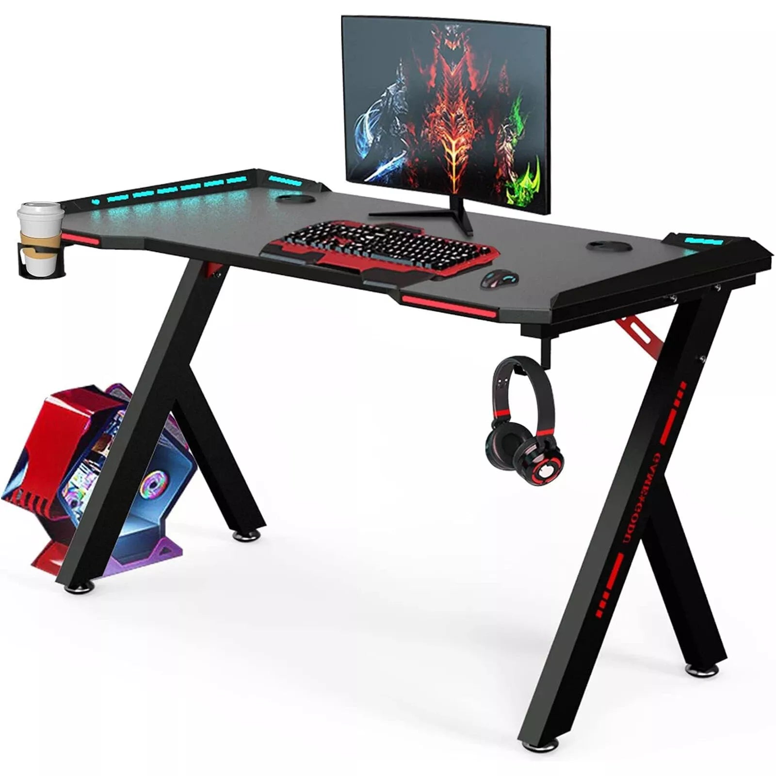 100cm RGB Gaming Desk with Wireless Charger Computer Tables