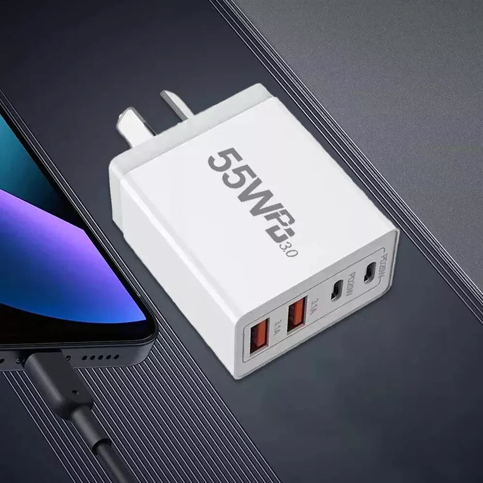 55W DUAL USB C PD Fast Charging Wall USB C Charger Power Adapter Type C