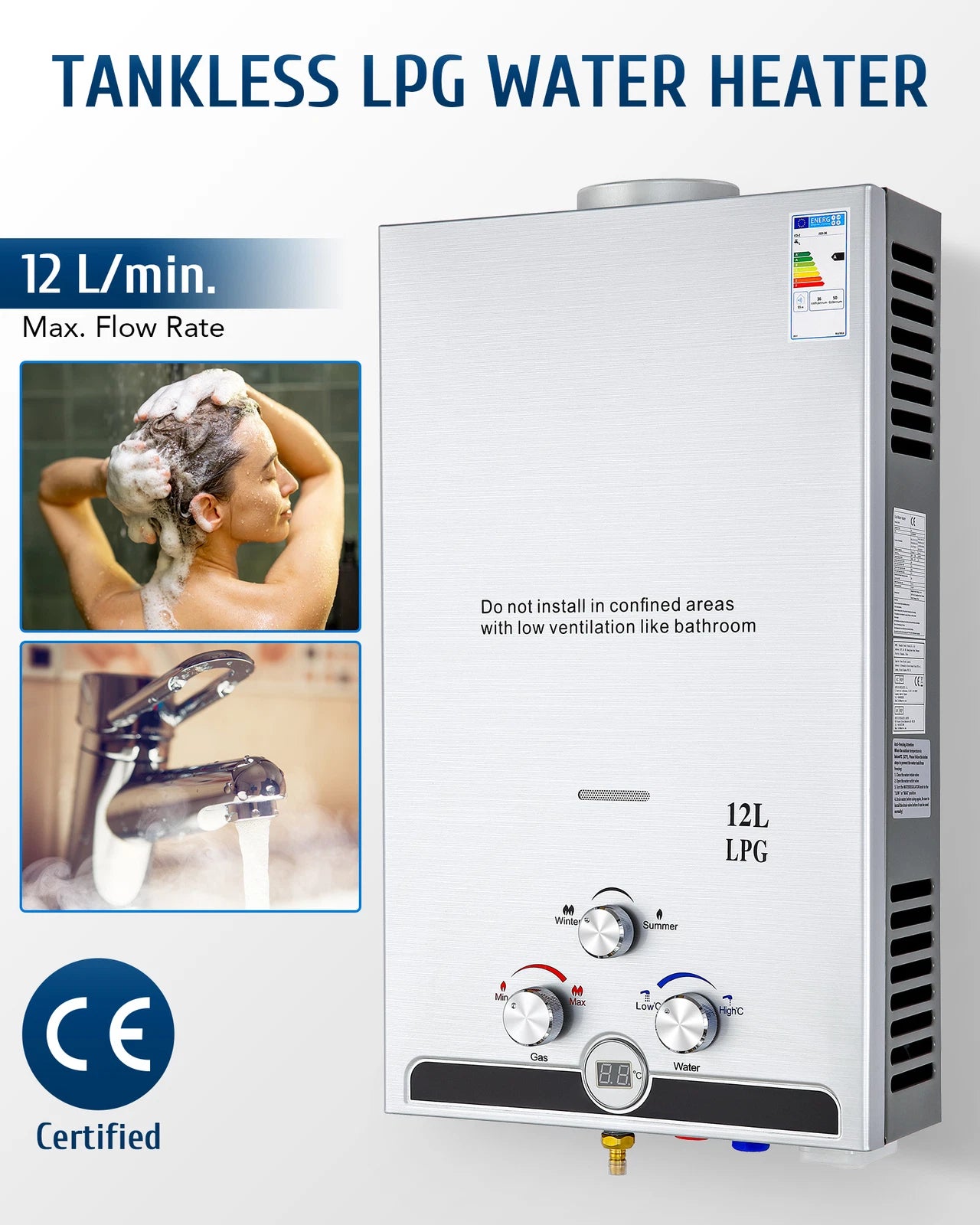 Gas Water Heating with Pump 12L