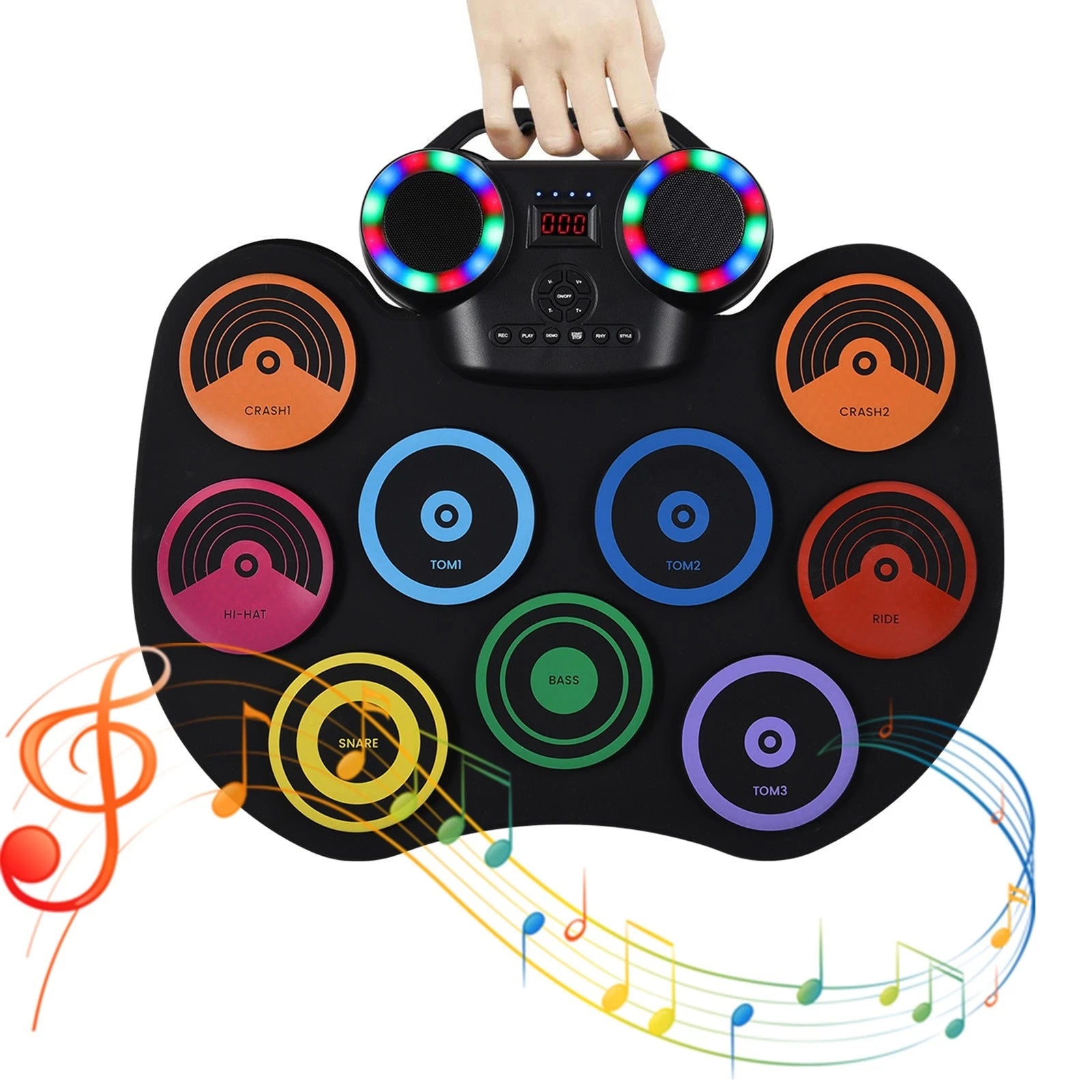 Electric Drum Set 9 Pads Built-in Speaker LED Lights