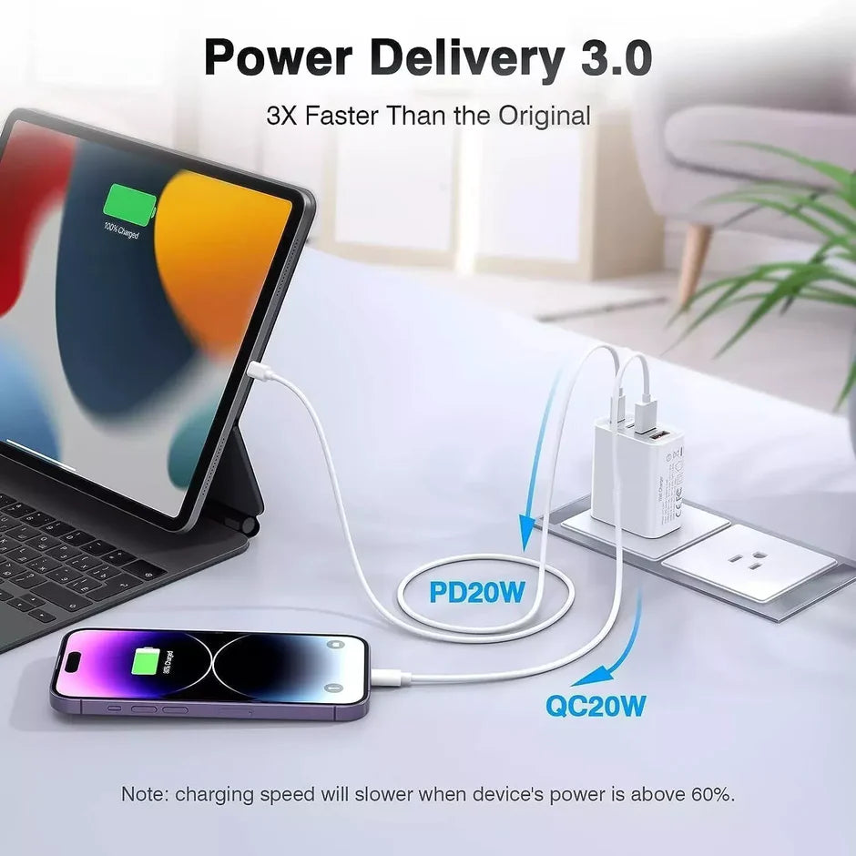 55W DUAL USB C PD Fast Charging Wall USB C Charger Power Adapter Type C