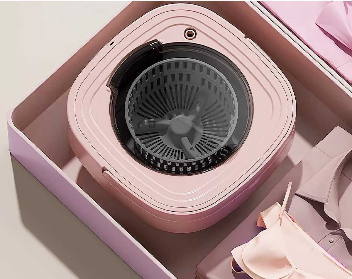 8L Foldable Washing Machine Mini Underwear Laundry Machine (Pink)