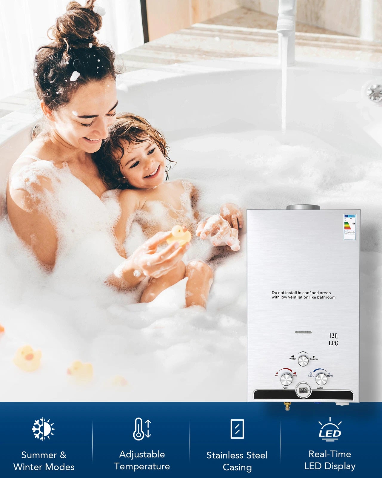Gas Water Heating with Pump 12L