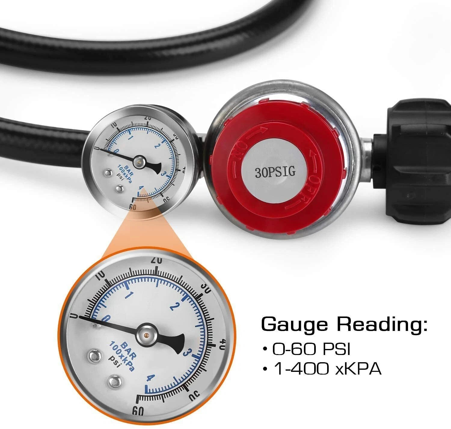 High Pressure Propane Regulator Hose Gauge
