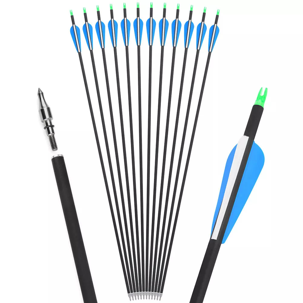 Fiberglass Hunting & Target Archery Arrows (12 Arrows)
