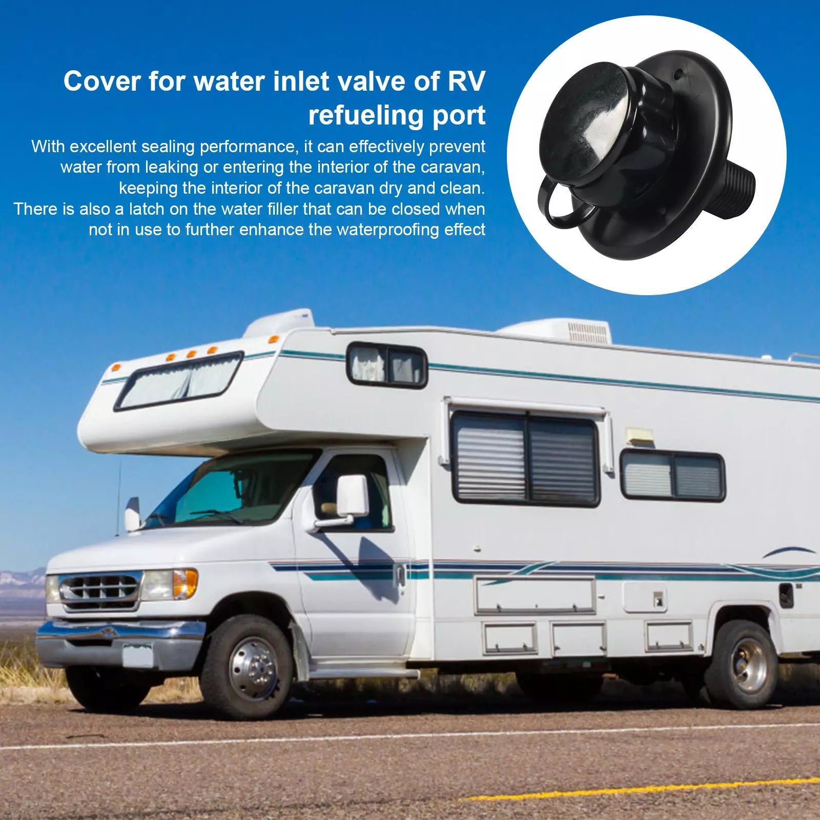 RV City Water Inlet with Check Valve (Black)