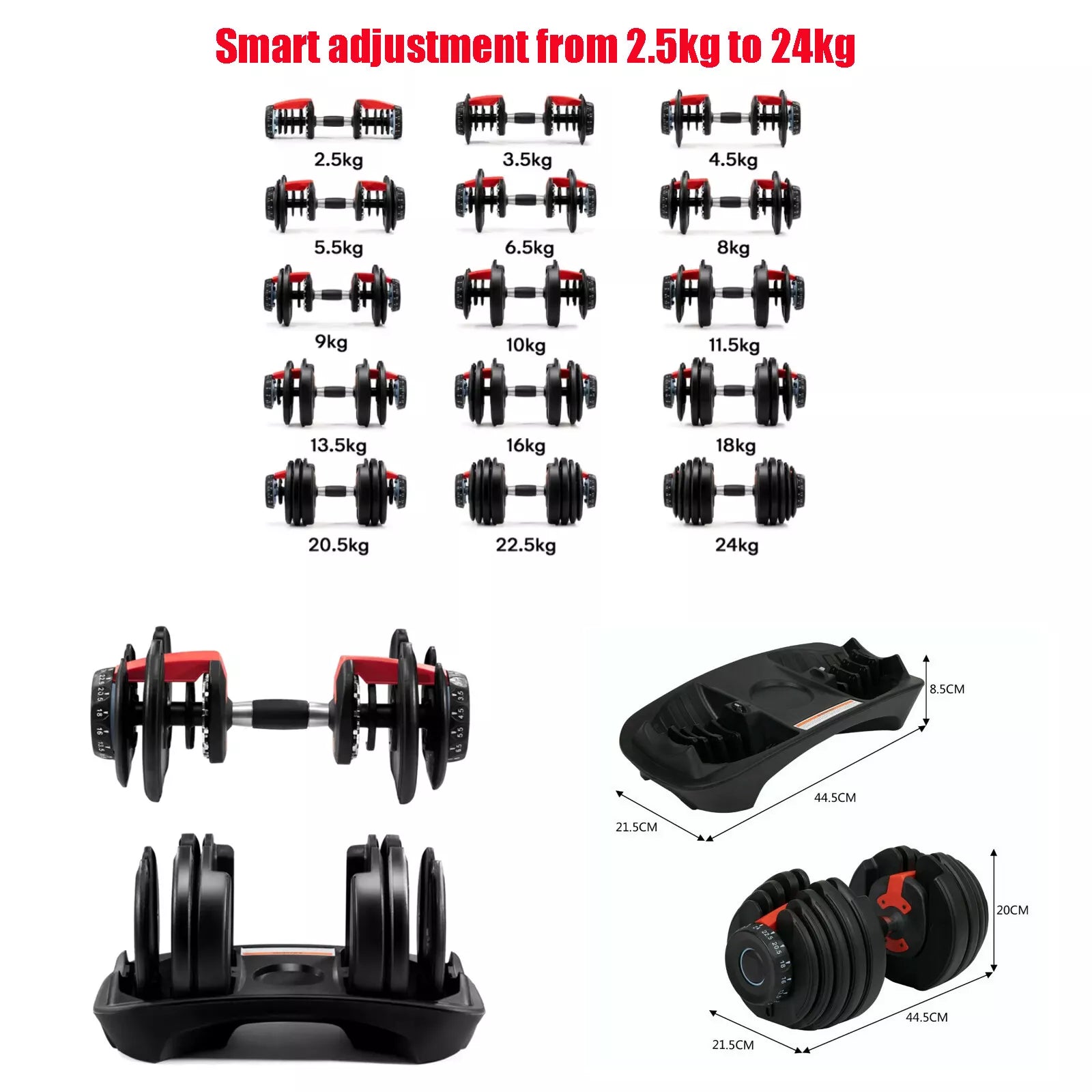 Adjustable Dumbbells Set - 48kg