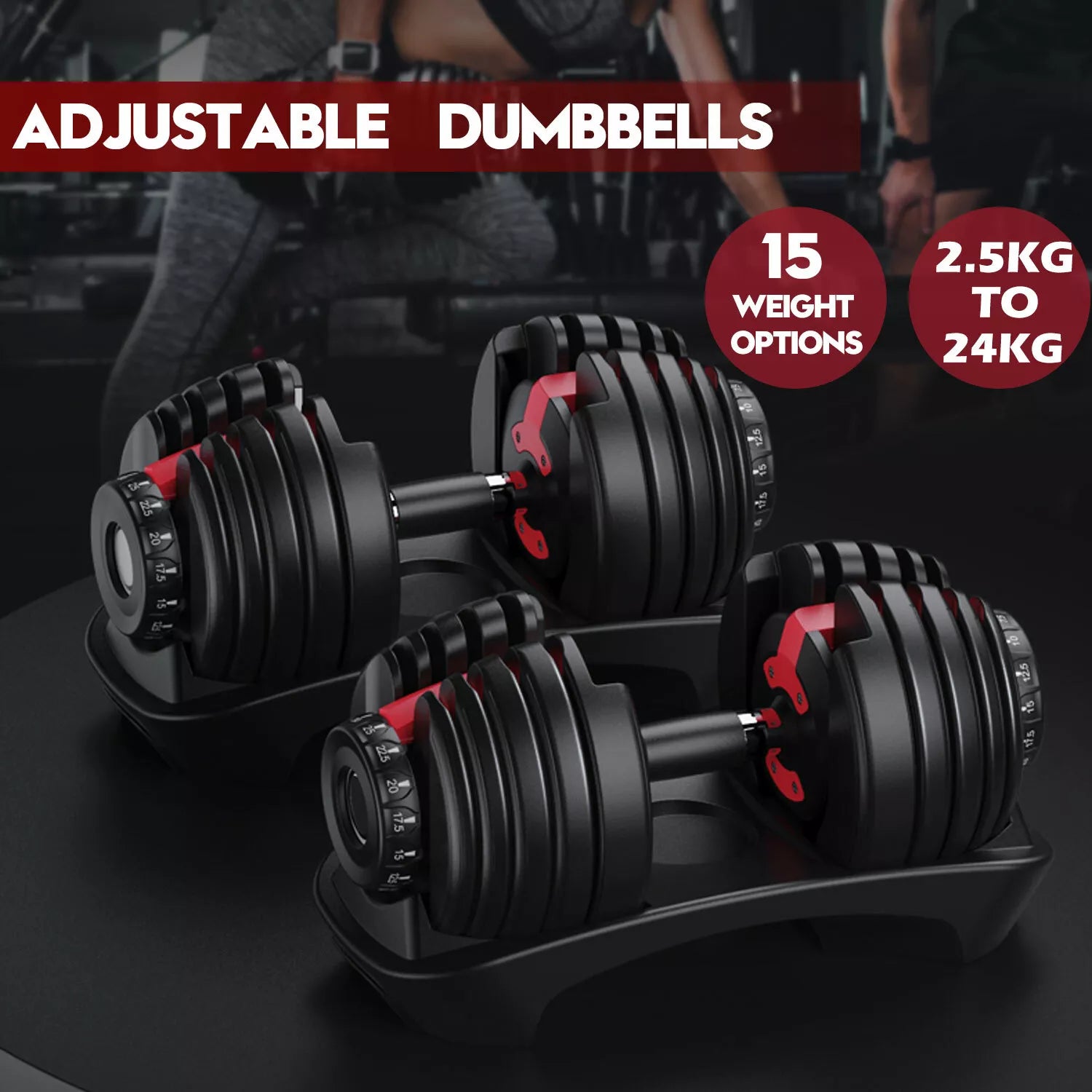 Adjustable Dumbbells Set - 48kg