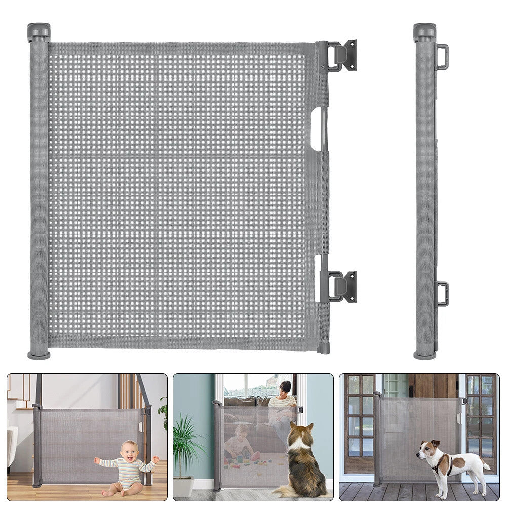 Retractable Baby Gate Safety Cat Enclosure Indoor Pet Dog Fence Guard Barrier